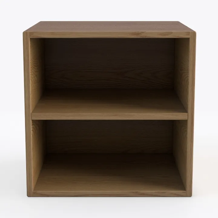 Minimalist Solid Oak Open Shelf Storage Cabinet 3D Model