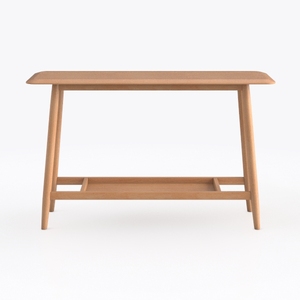 Minimalist Solid Wood Console Table with Lower Storage Shelf 3D Model