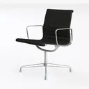 Modern Black Leather Metal Frame Office Armchair 3D Model Left 45 Degree View