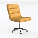 Modern Tan Leather Tufted Office Chair 3D Model Left 45 Degree View