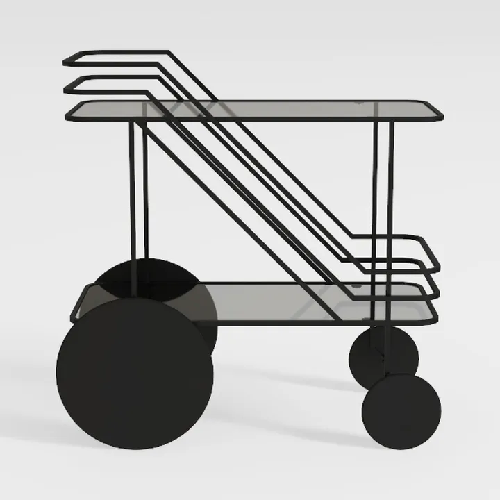Outdoor Patio Metal Bar Serving Cart with Translus