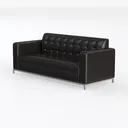 Modern Black Leather Tufted Sofa With Metal Base 3D Model Left 45 Degree View
