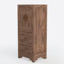 Solid Walnut Wood Vintage Chinese Style Wardrobe Cabinet 3D Model Left 45 Degree View