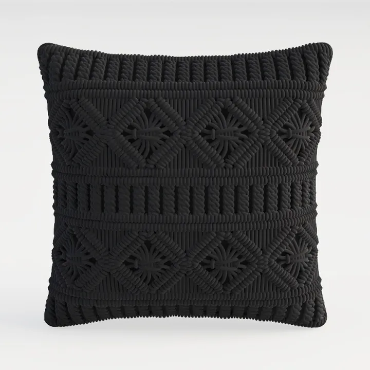 Black Woven Macramé Square Throw Pillow Decorative 3D Model