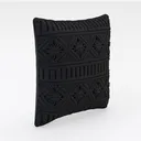 Black Woven Macramé Square Throw Pillow Decorative 3D Model Right 45 Degree View