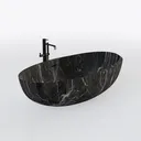 CT Copper Tailor 60" Handcrafted Marble Bathtub Left 45 Degree View