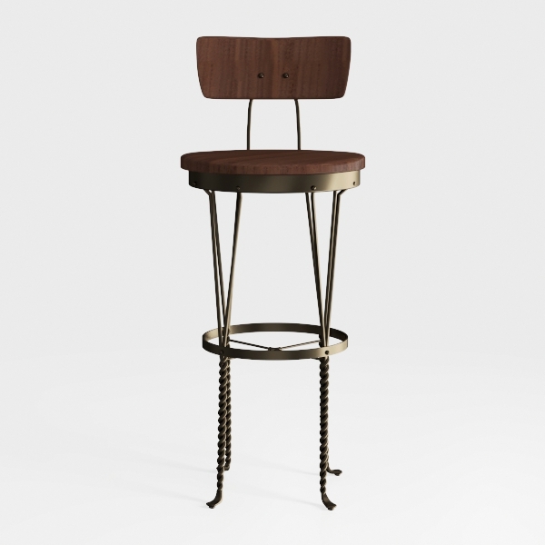 Neo 29.3 in. Seat Height Brown Wood Seat Black Met