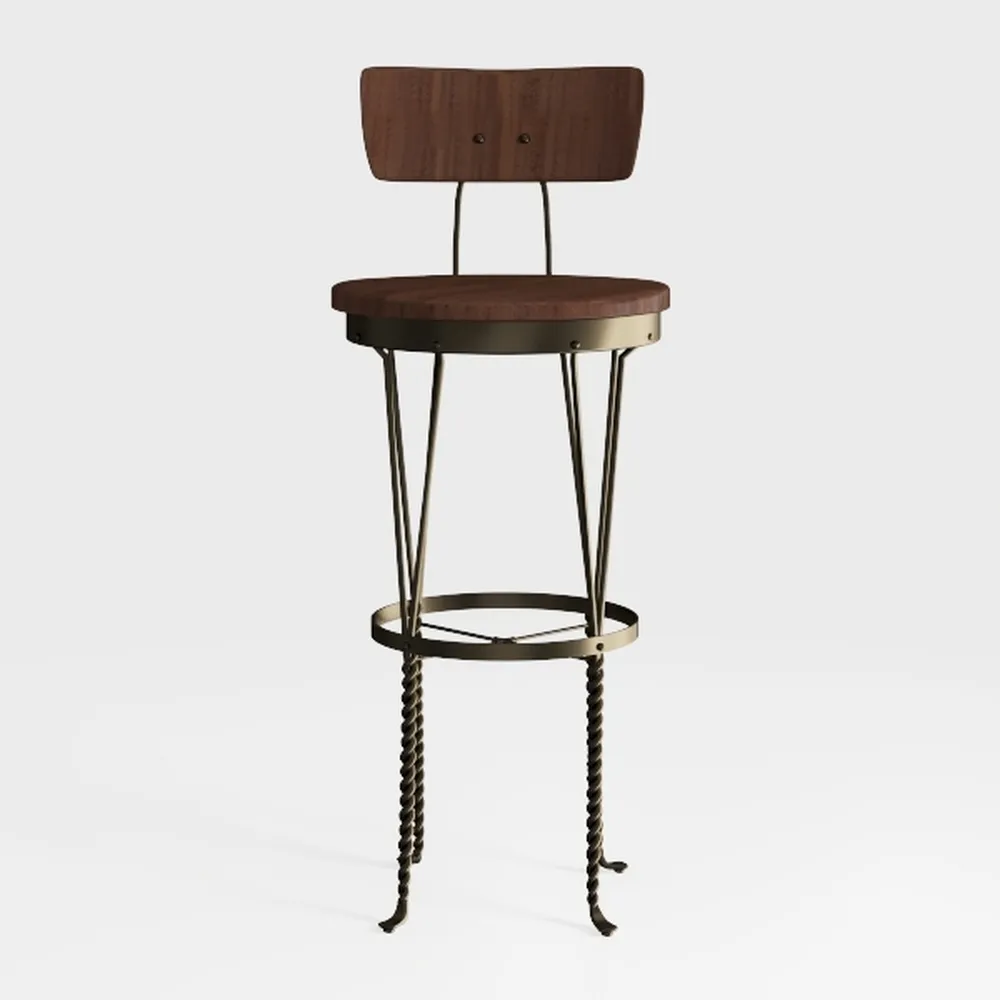 Neo 29.3 in. Seat Height Brown Wood Seat Black Met