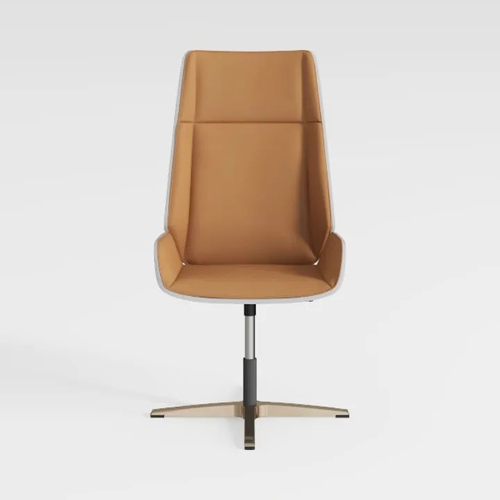 Modern Tan Leather Metal Frame Office Chair 3D Model