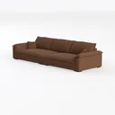 Minimalist Brown Leather Extra Large Sofa 3D Model Left 45 Degree View