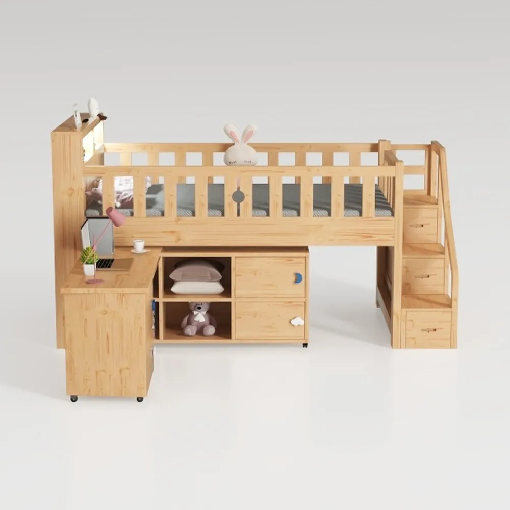XD Designs Wood Bunk Bed Twin Over Twin Size with 