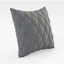 Minimalist Gray Fabric Quilted Square Throw Pillow 3D Model Right 45 Degree View
