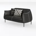 Modern Black Leather Loveseat Sofa With Decorative Throw Pillows 3D Model Left 45 Degree View
