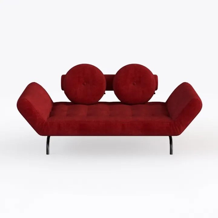 Modern Burgundy Velvet Tufted Loveseat Sofa 3D Model