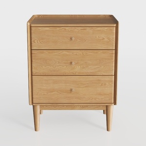 Minimalist Mid Century Solid Oak 3 Drawer Dresser 3D Model