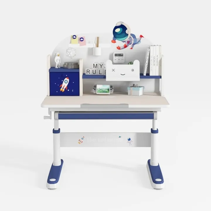 Cartoon Space Themed Kids Adjustable Study Desk 3D Model
