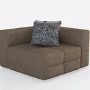 Minimalist Brown Fabric Modular Armchair 3D Model Right 45 Degree View