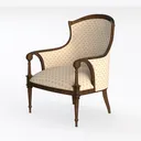 Vintage Solid Wood Fabric Upholstered Armchair 3D Model Left 45 Degree View