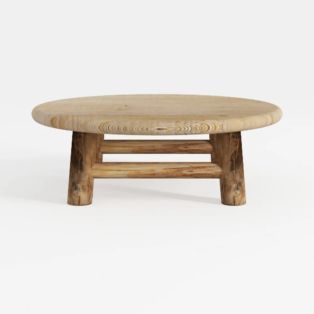 Round Wood Coffee Table - 29.53" Wooden Coffee