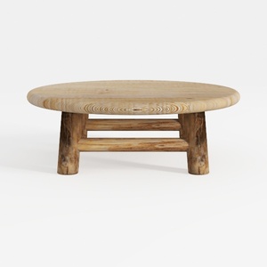 Round Wood Coffee Table - 29.53" Wooden Coffee