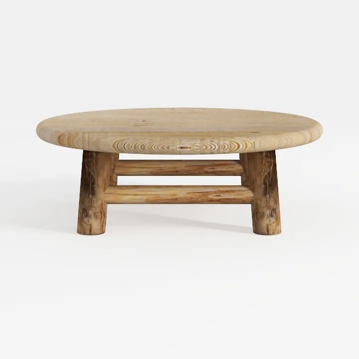 Round Wood Coffee Table - 29.53" Wooden Coffee