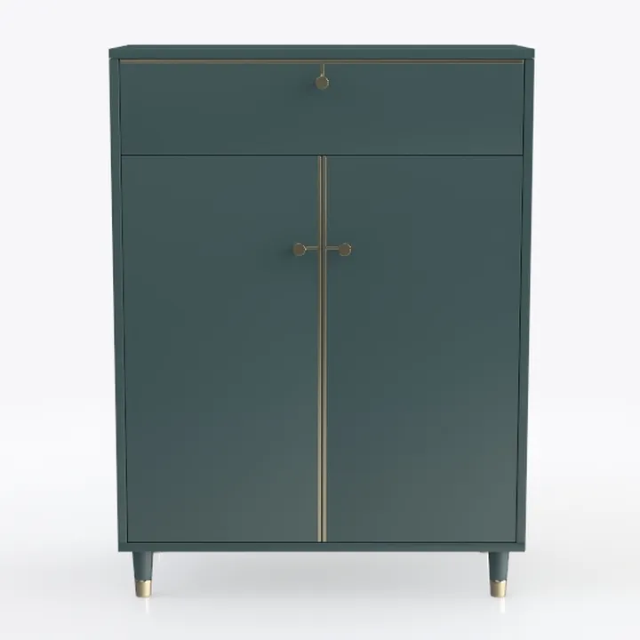 Modern Dark Green Gold Accent Storage Cabinet 3D Model