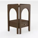 Minimalist Solid Walnut Wood Nightstand with Drawer Open Shelf 3D Model Right 45 Degree View