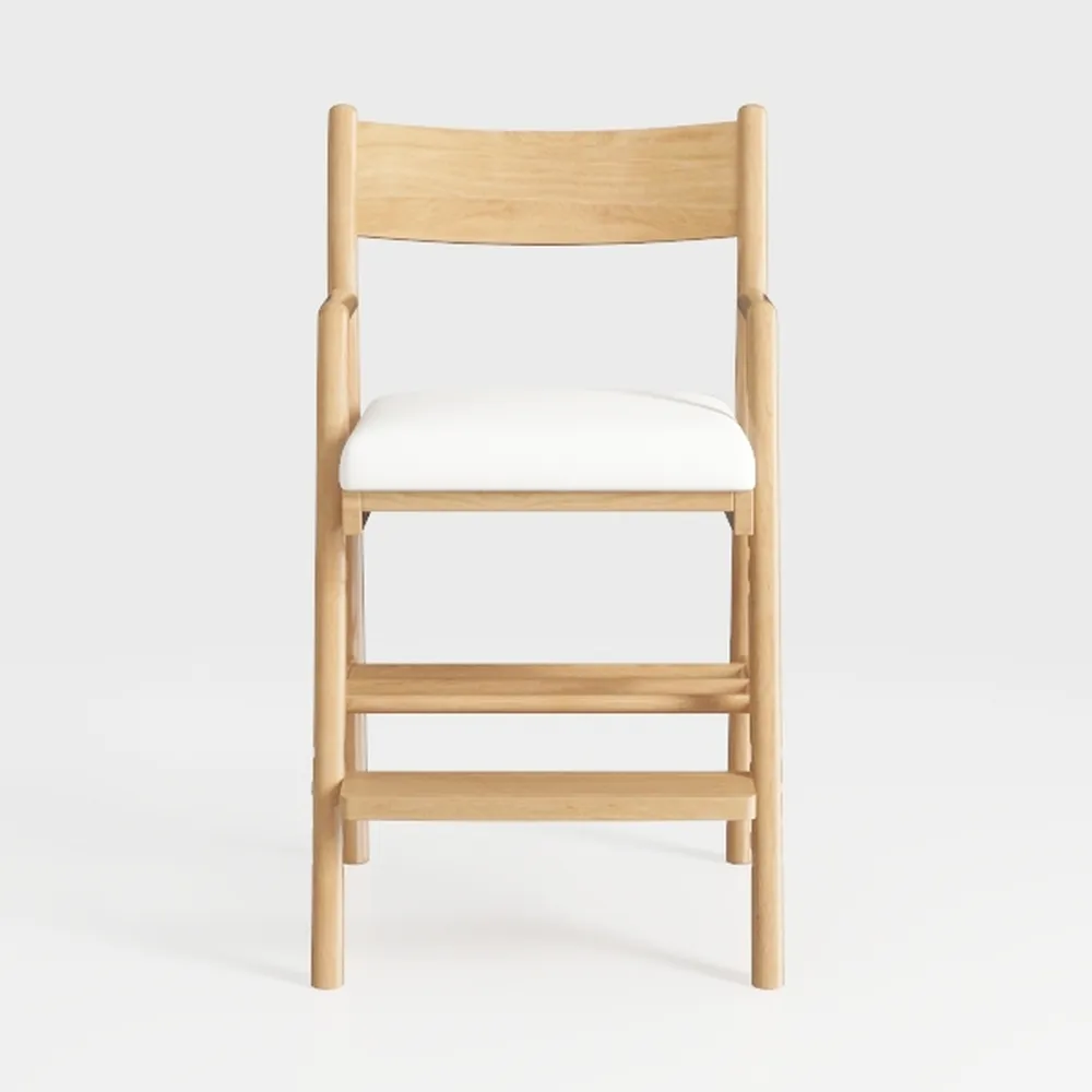 26.5" Rattan Bar Stools Set of 4 Modern Linen