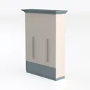 Minimalist Two Tone Solid Wood Wardrobe 3D Model Left 45 Degree View