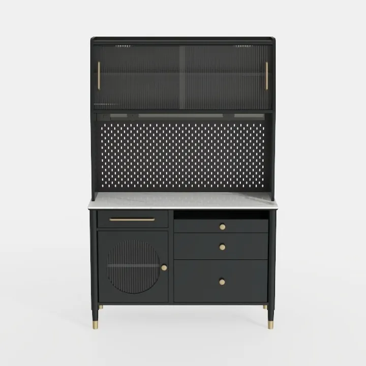 Modern Black Metal Glass Top Storage Cabinet 3D Model