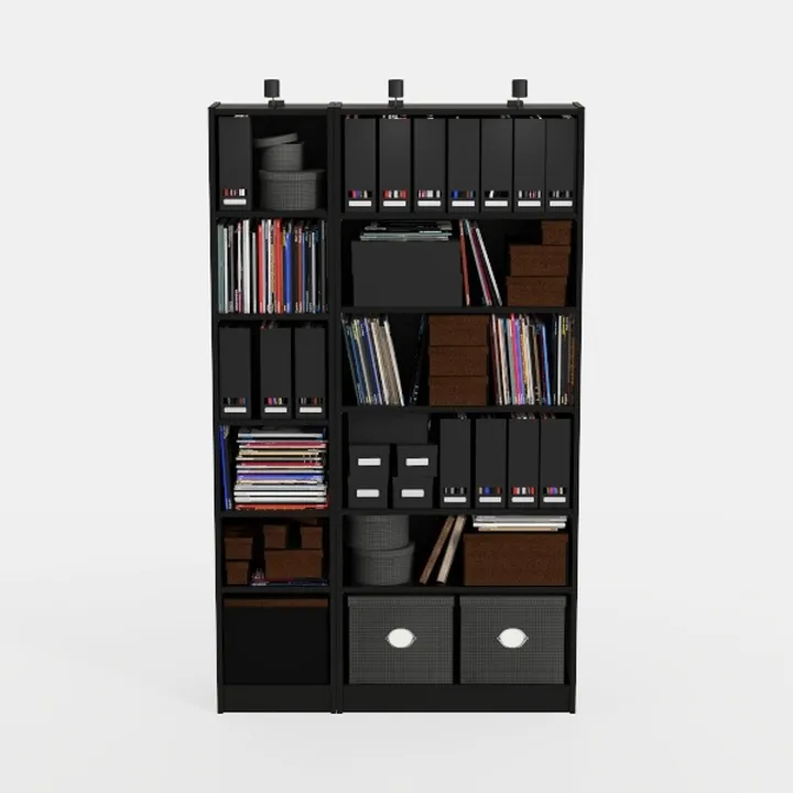 70" Tall Book Shelf and Bookcase, Black Bookshelf