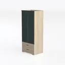 Modern Two Tone Solid Wood Wardrobe With Gold Accent Details 3D Model Left 45 Degree View