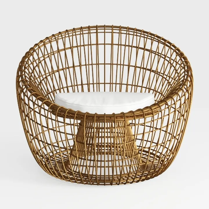 INMOZATA Swivel Wicker Papasan Chair Indoor Outdoo