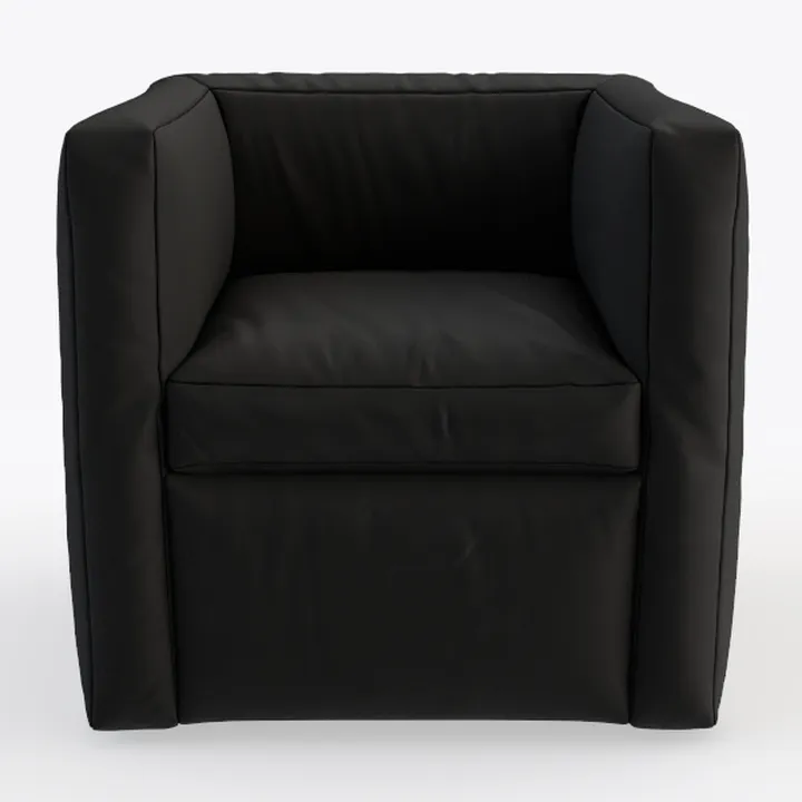 Minimalist Black Leather Armchair 3D Model