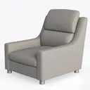 Minimalist Solid Wood Leather Armchair 3D Model Left 45 Degree View