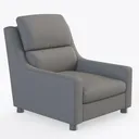 Minimalist Solid Wood Leather Armchair 3D Model Right 45 Degree View