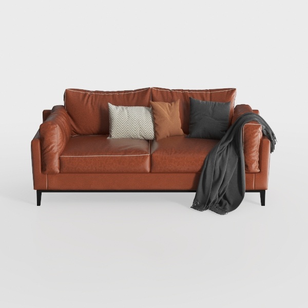 Valencia Jasper 85&quot; Cognac Tan Brown 3 Seater Full