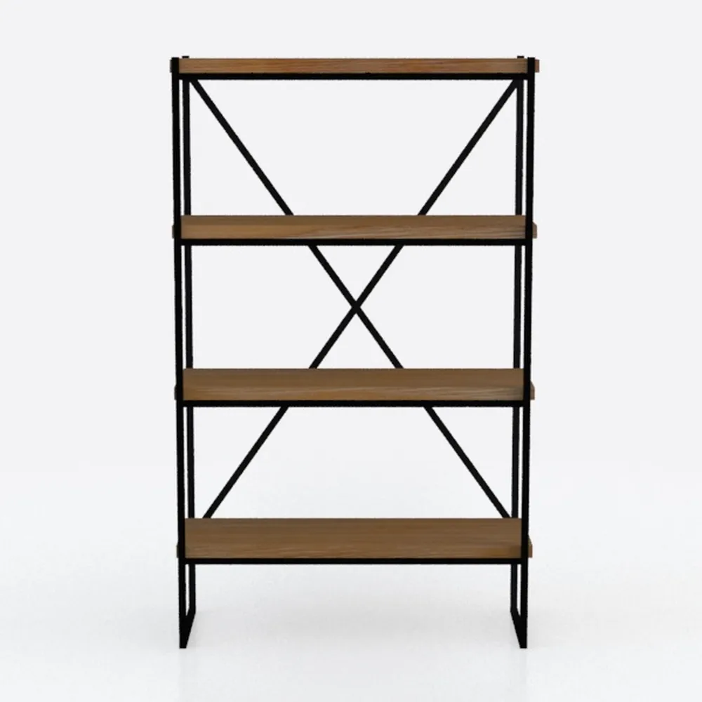 HCHQHS Bookshelf, 4-Tier Industrial Bookcase