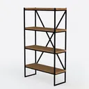 HCHQHS Bookshelf, 4-Tier Industrial Bookcase Left 45 Degree View