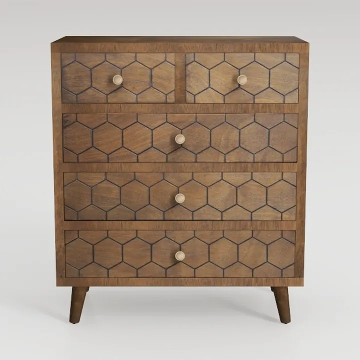 Farmhouse 3 Drawer Dresser with Embossed Flower