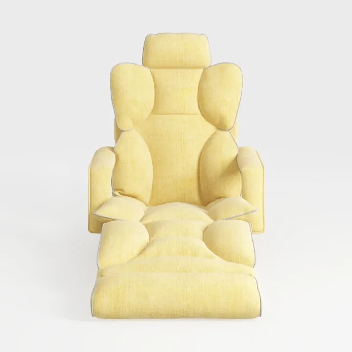 Minimalist Yellow Fabric Reclining Chaise Lounge 3D Model