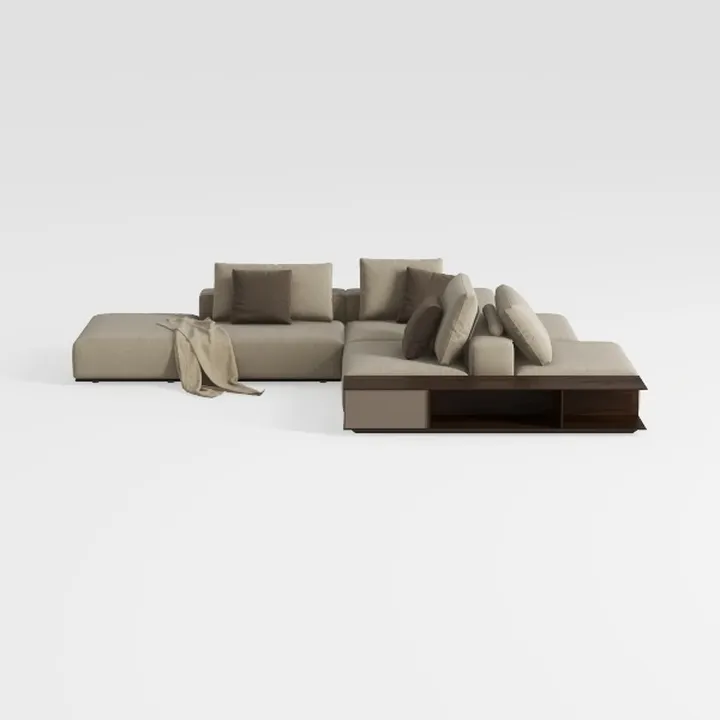 EcoSummer 112'' Large L-Shaped Sectional Sofa, Mod