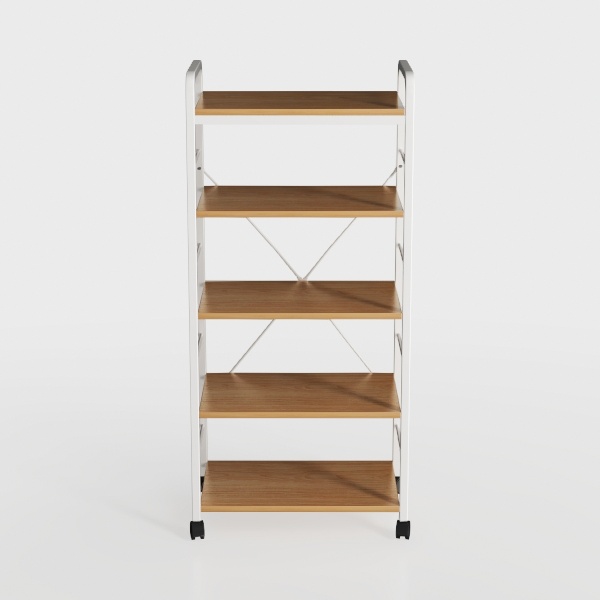 TEAMIX 4 Tier White Slim Storage Cart with Handle