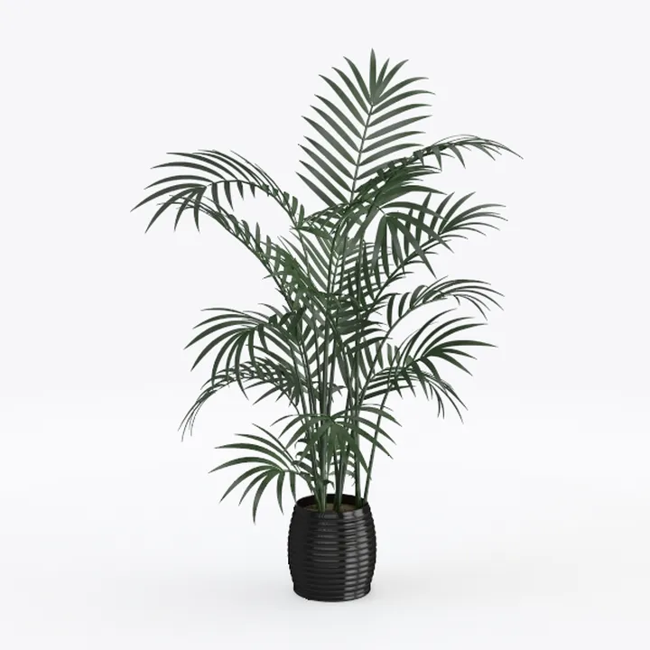 Minimalist Black Ceramic Potted Palm Plant 3D Model