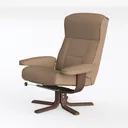 Modern Beige Leather Wooden Reclining Armchair 3D Model Left 45 Degree View