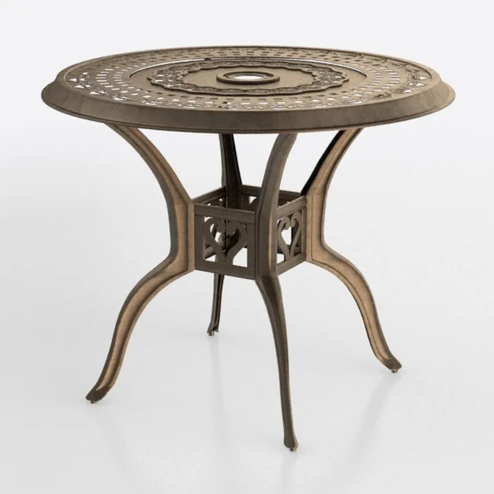 Vintage Cast Metal Round Outdoor Dining Table 3D Model
