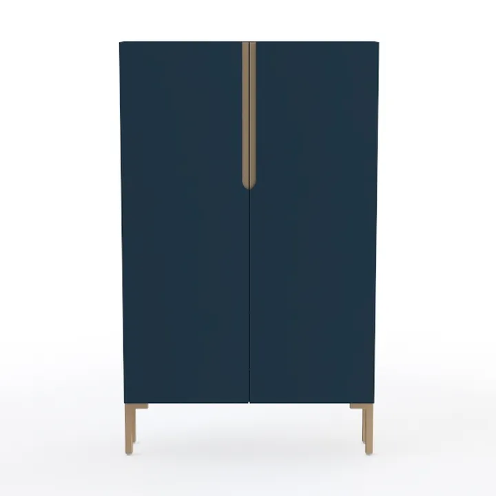 Modern Minimalist Navy Blue Solid Wood Accent Cabinet 3D Model