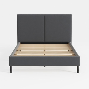 Minimalist Dark Gray Fabric Upholstered Platform Bed 3D Model