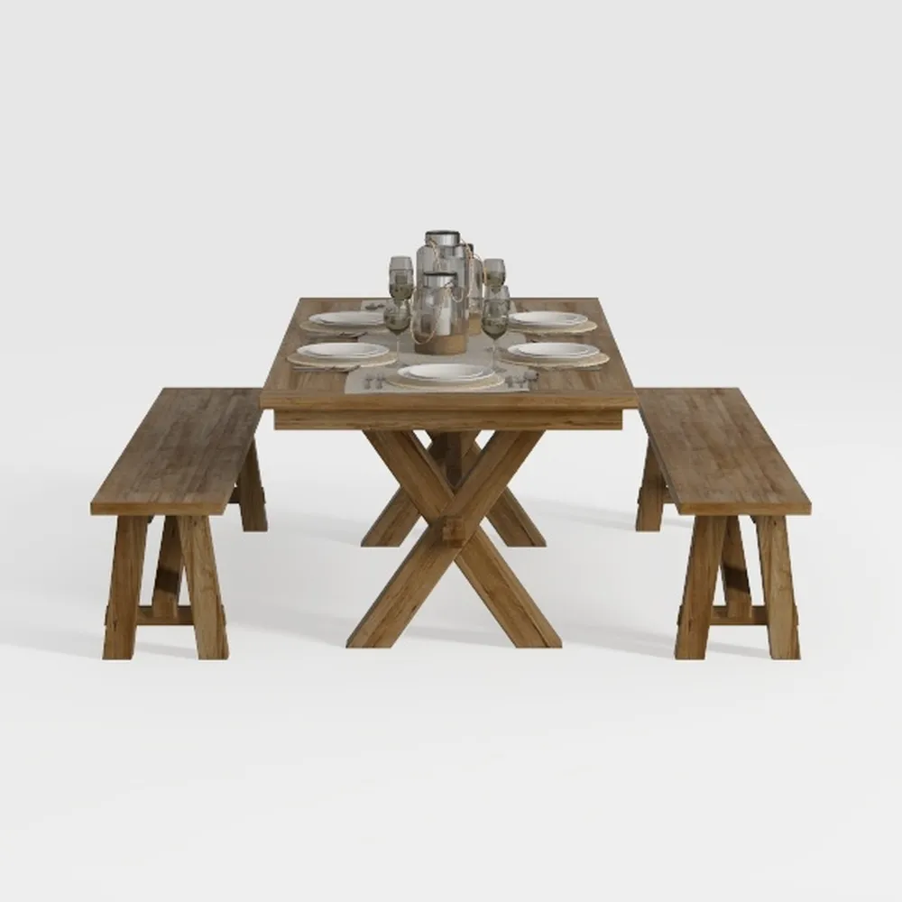 Stella in Natural Wood Top, 78 in. x 40 in. Cross 