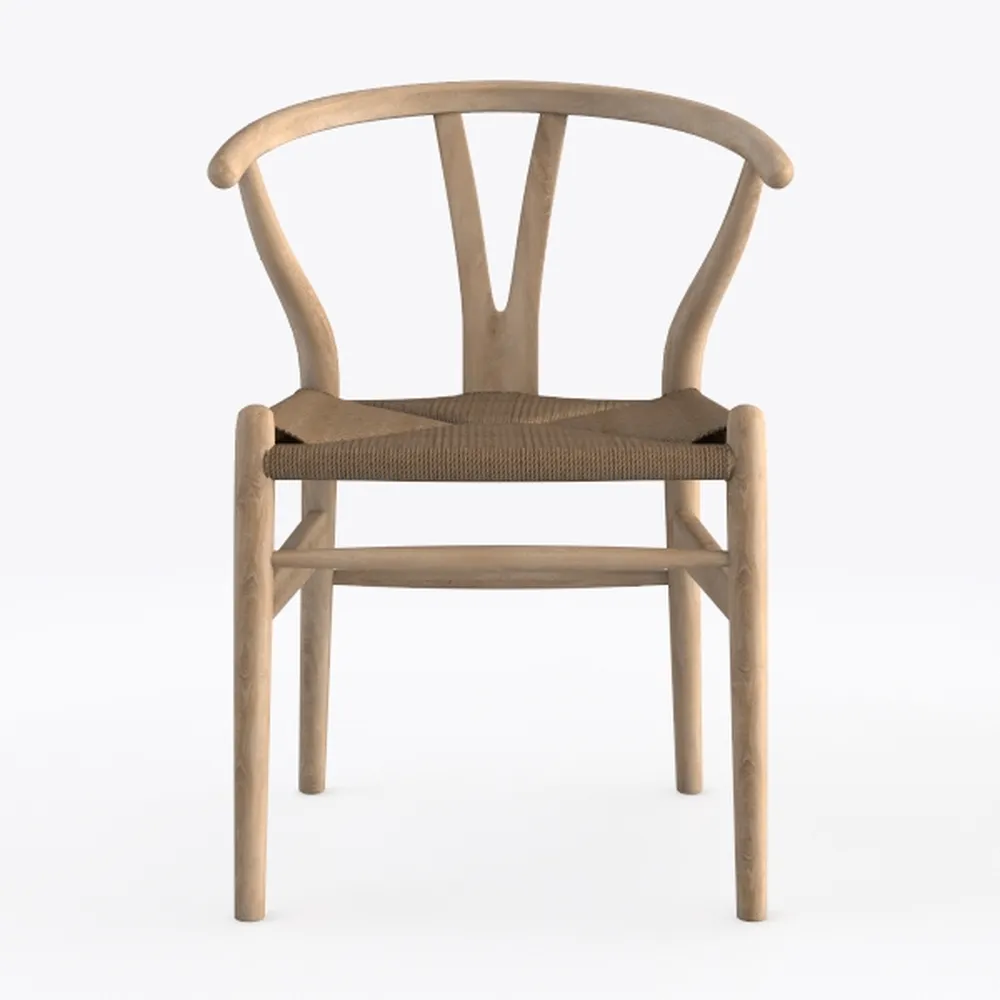 Wood Mid-Century Armrest Dining Chair, Hemp Fit